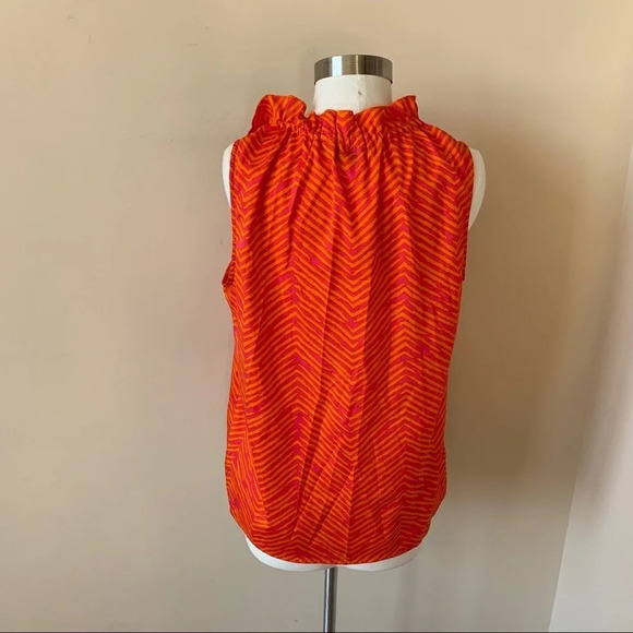 Buckhead Betties ruffle chiffon sleeveless tie neck Chevron top 6684 - Picture 6 of 10